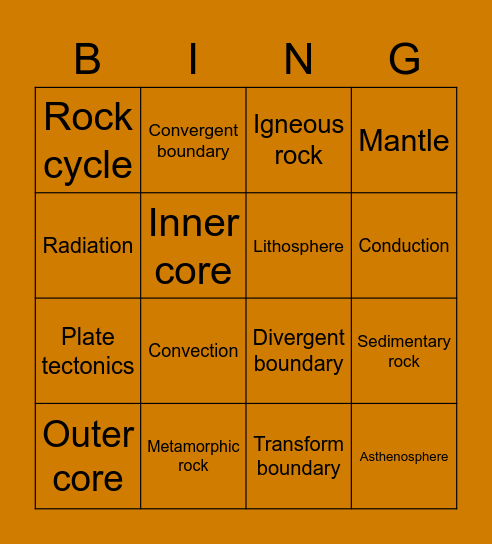 Earth composition Bingo Card