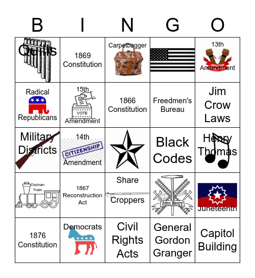 Texas Reconstruction and Beyond! Bingo Card