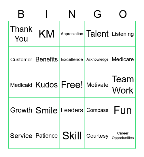 Anthem Customer Service Bingo Card