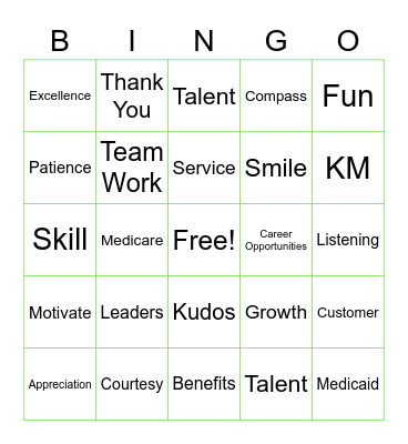 Anthem Customer Service Bingo Card