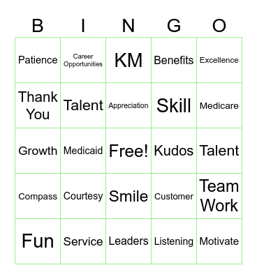 Anthem Customer Service Bingo Card