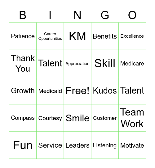 Anthem Customer Service Bingo Card