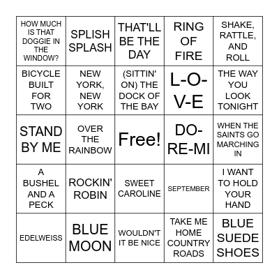 MUSICAL BINGO Card