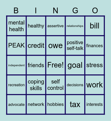 Independence Vocabulary Game #1 Bingo Card