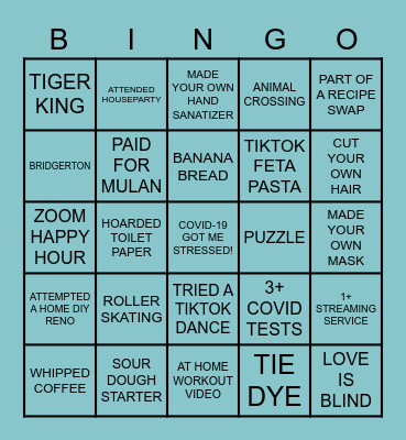 QUARANTINE TREND Bingo Card