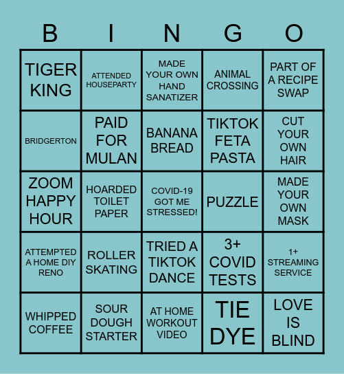 QUARANTINE TREND Bingo Card