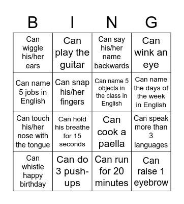 Find someone who Bingo Card