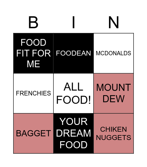 FOODIES Bingo Card