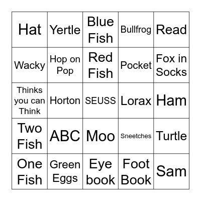 Dr. Seuss books BINGO Card