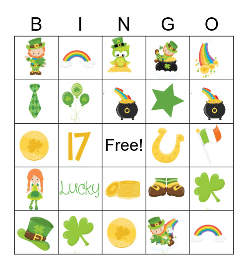 St. Patrick's Day Bingo Card