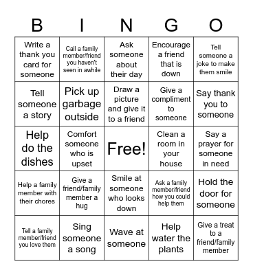 Service Bingo Card