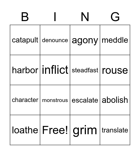 Book 5: Lesson 6 Bingo Card