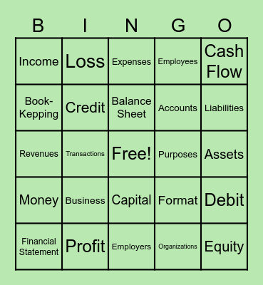 Book-Keeping Systems Bingo Card