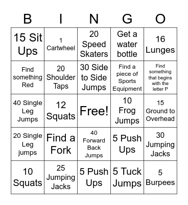 Fitness BINGO! Bingo Card