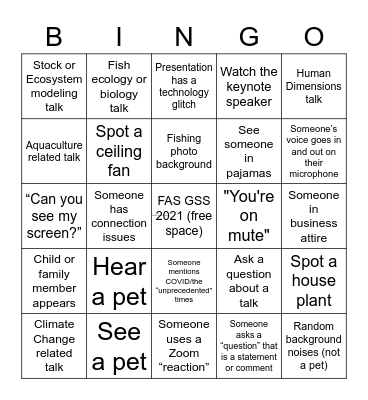 FAS GSS 2021 Bingo Card