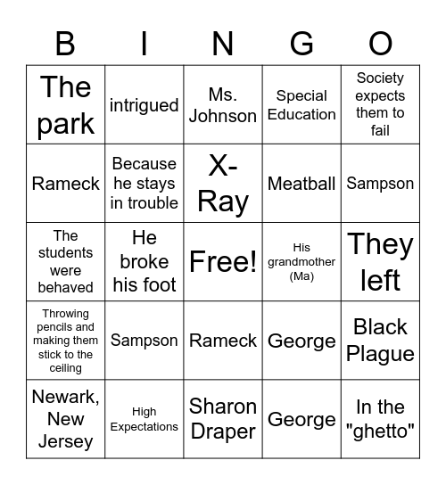 We Beat The Street Bingo Card