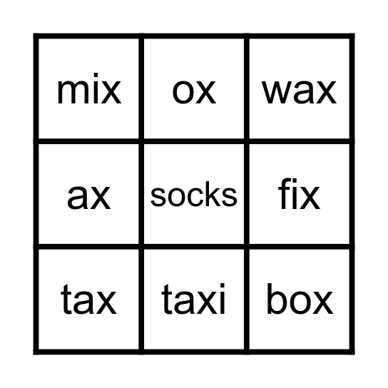 X Sounds Bingo Card