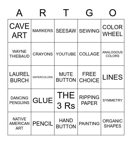 ART BINGO!! Bingo Card