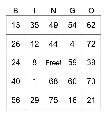 Taylor PR #1 Bingo Card