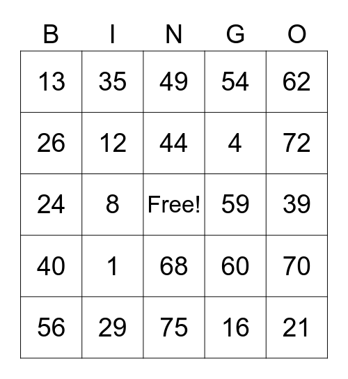 Taylor PR #1 Bingo Card