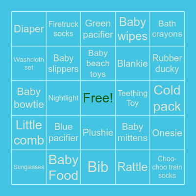 Baby Bingo! Bingo Card