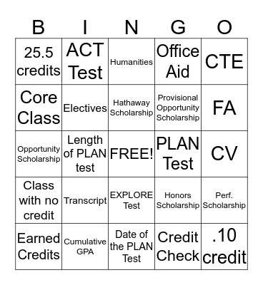 Transcript Check/Graduation Progress  Bingo Card