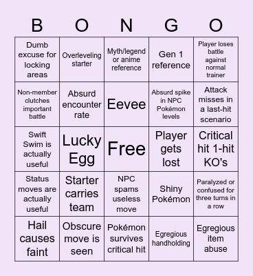 Singleplayer Pokémon Card Bingo Card