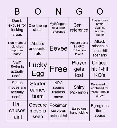 Singleplayer Pokémon Card Bingo Card