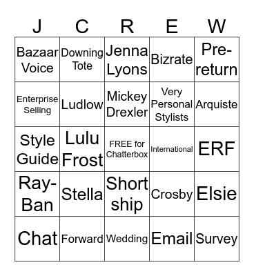 Email/Chat Bingo Card