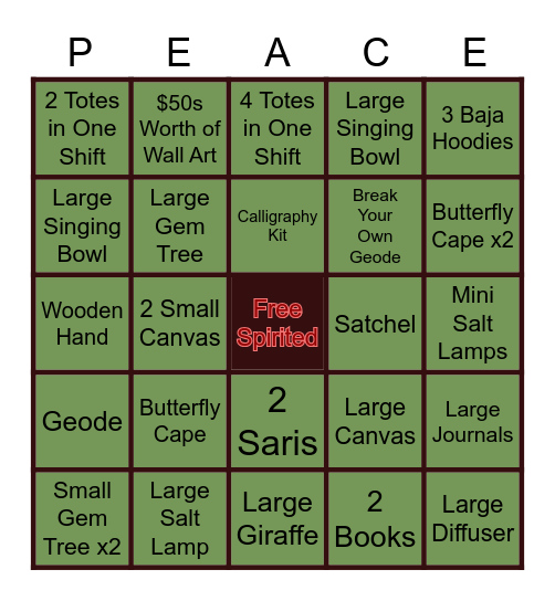 Earthbound Bingo Ringo Bingo Card