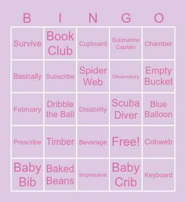 Bingo with Linda! Bingo Card