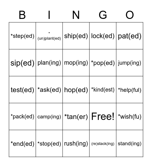 Lsn50    1:1:1 spelling rule Bingo Card