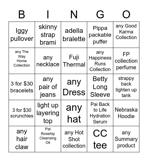 FP West Loop Bingo Card