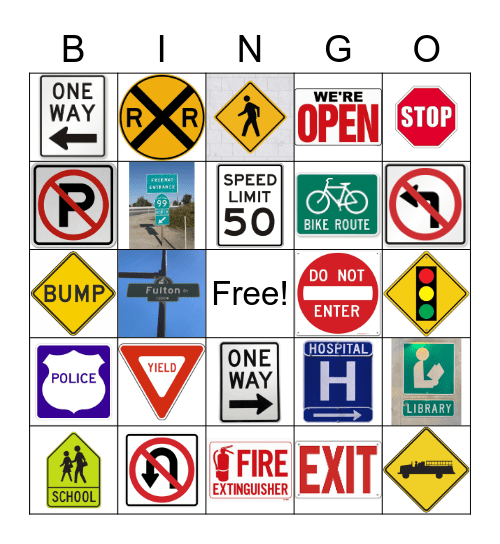 Common Signs Bingo Card