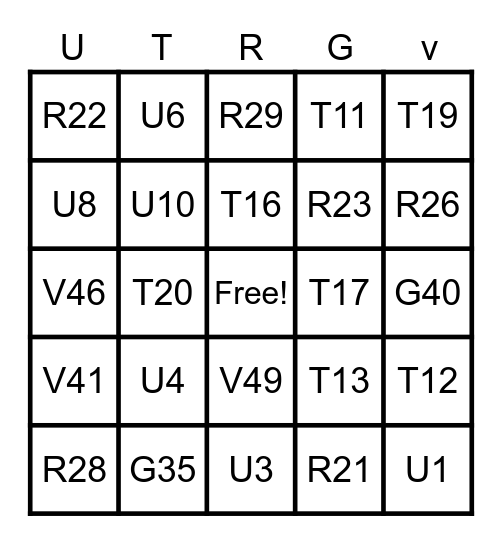 Rio Grande Vally Bingo Card