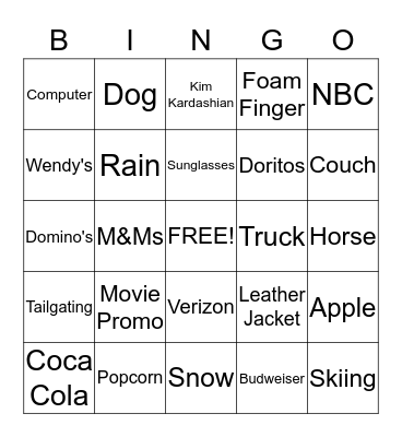 SUPERBOWL COMMERCIAL Bingo Card