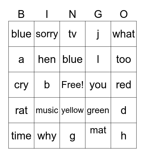 random Bingo Card