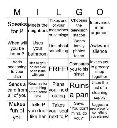 MILGO Bingo Card