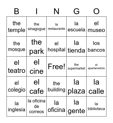 La ciudad Bingo Card