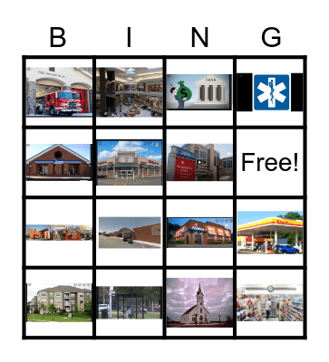 PLACES Bingo Card