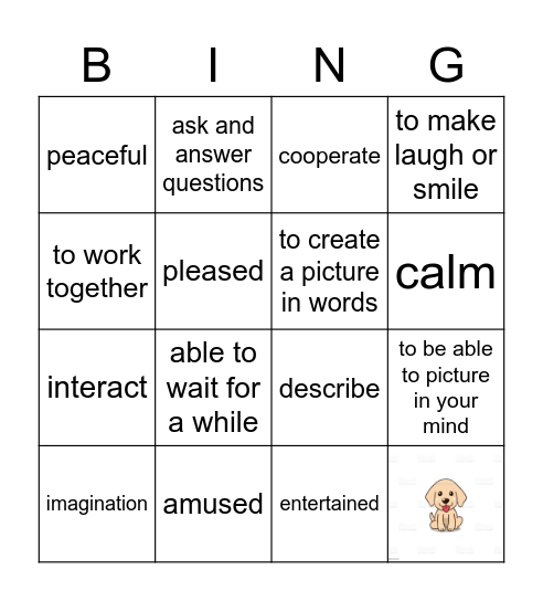 5-2 Vocabulary Bing(o) Bingo Card