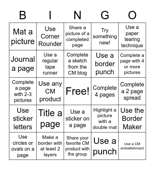 Scrapbook Bingo! Bingo Card