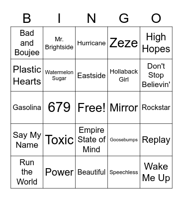 Music bingo Card