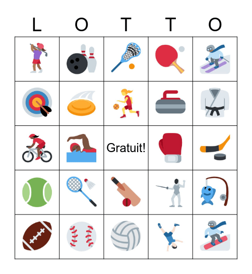 Les Sports et Activités Bingo Card