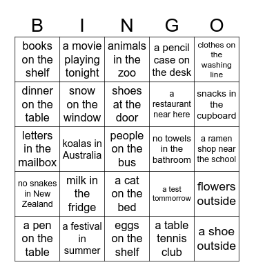 There is/ There are Bingo Card