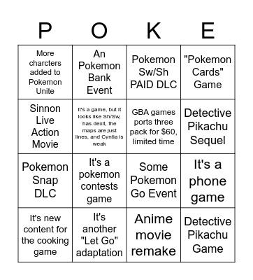 Pokemon Day Announcements Bingo Card