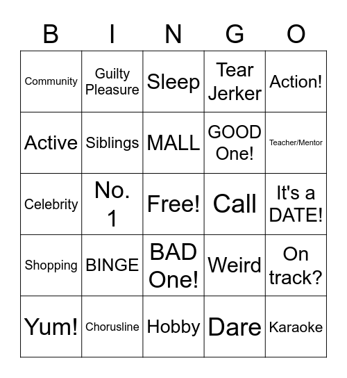 Feb Bingo Card