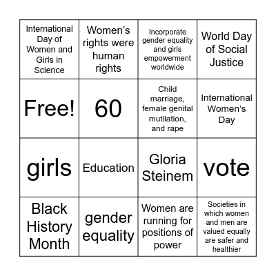 2/24 UNICEF Bingo Game Bingo Card