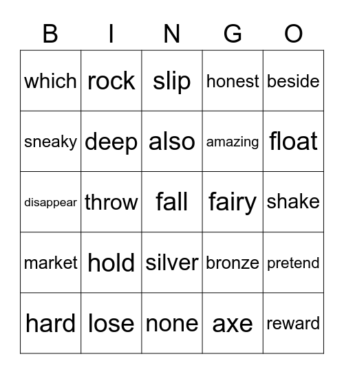 The Honest Woodcutter Bingo Card