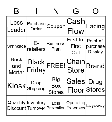 RETAIL WORD BINGO Card